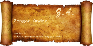 Zongor Andor névjegykártya